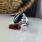 خاتم فضة عقيق يمني للرجال
